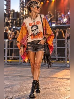 BILLY JOEL Custom Upcycled Poncho Top Kantha Sleeves OSFM